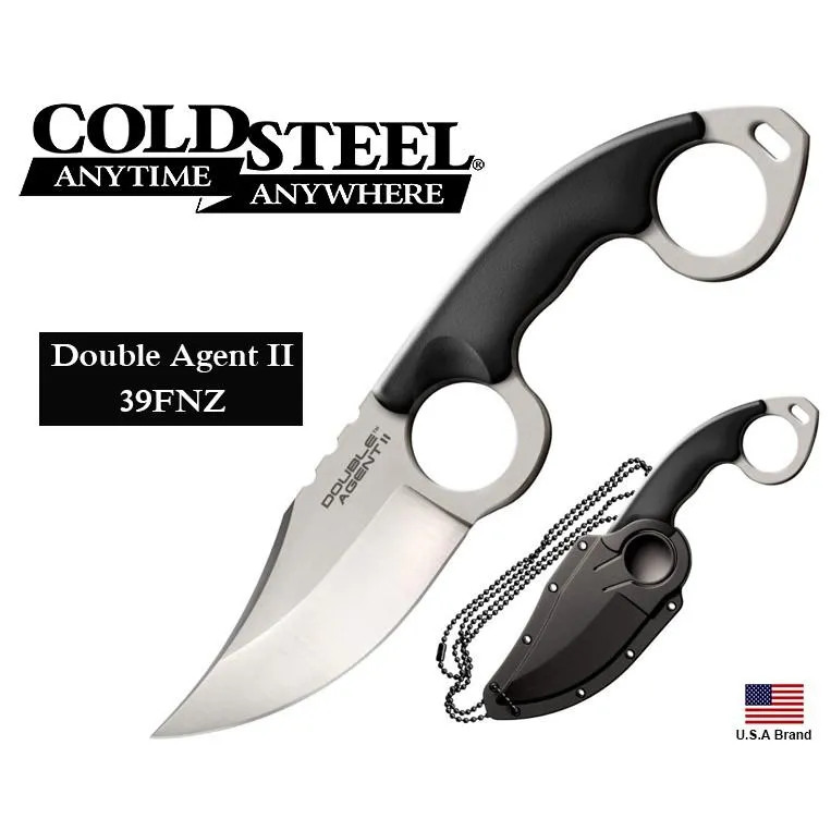 美國Cold Steel冷鋼直刀Double Agent II 柯倫比刀AUS-8A鋼附刀鞘,台灣製 CS39FN