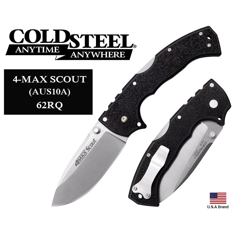 美國Cold Steel冷鋼折刀大型4-MAX SCOUT厚刃AUS10A鋼Griv-Ex黑柄【CS62RQ】