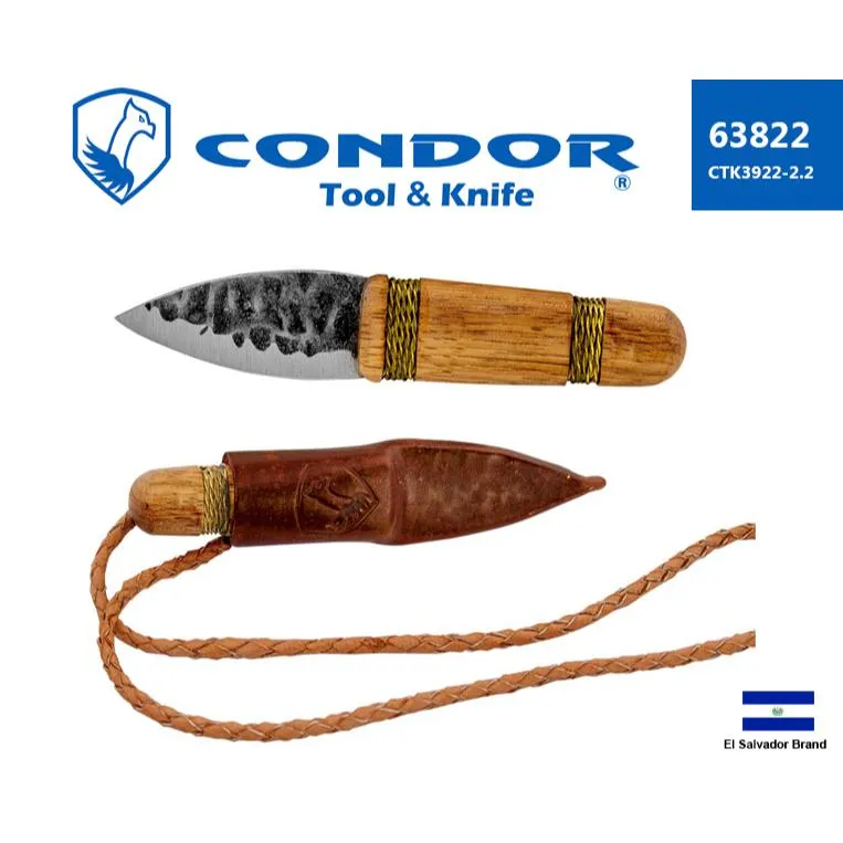 薩爾瓦多Condor直刀OTZI槌印小刀1095高碳鋼煙燻核桃木握柄附皮鞘【Con63822】