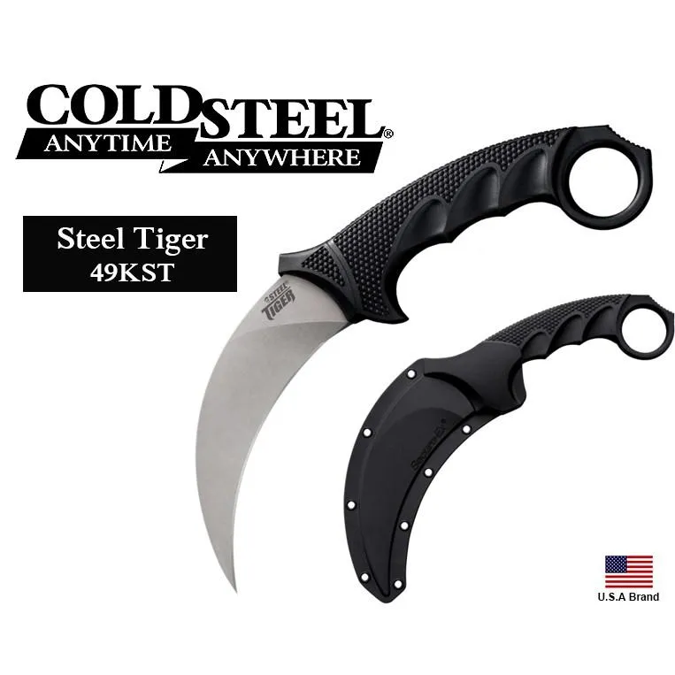 美國Cold Steel冷鋼直刀Steel Tiger Karambit刀AUS-8A鋼附刀鞘,台灣製 CS49KST