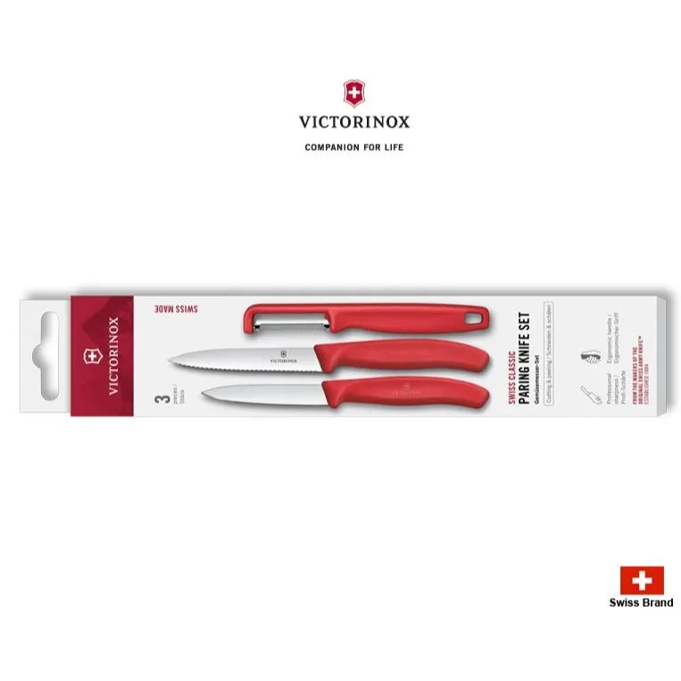 Victorinox瑞士維氏水果刀削皮器三件組(紅色)瑞士製造好品質6.7111.33C1