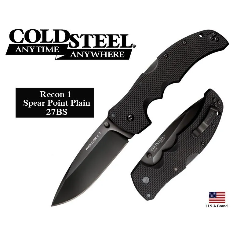 美國Cold Steel冷鋼折刀Recon 1 Spear Point平刃S35VN粉末鋼G10柄 CS27BS