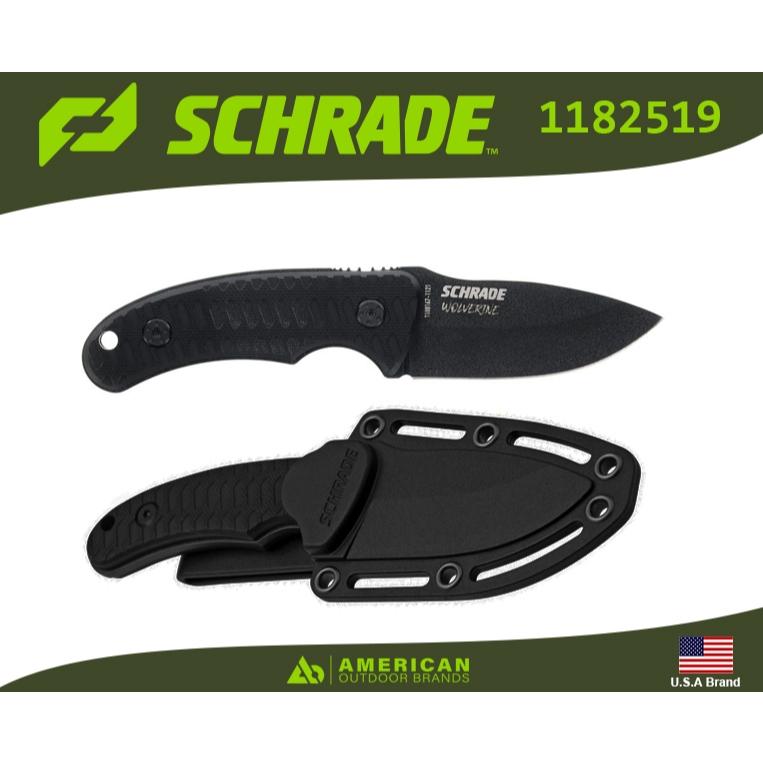 美國Schrade Wolverine短直刀3.3mm厚刃65MN彈簧鋼G10握柄附刀鞘SCH1182519