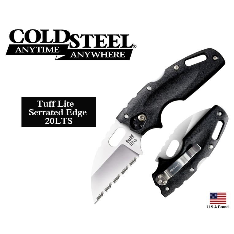 美國Cold Steel冷鋼折刀Tuff Lite齒刃AUS-8A鋼附背夾,台灣製 CS20LTS