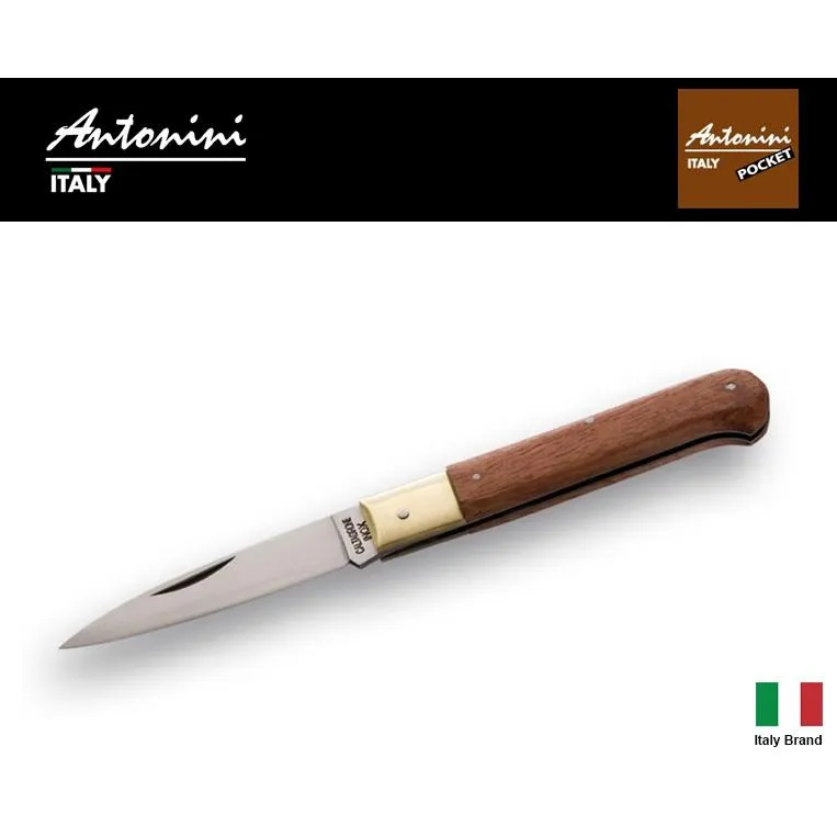 義大利 Antonini Knives 113mm CALTAGIRONE 黃銅口金硬木柄折刀 ANT91720