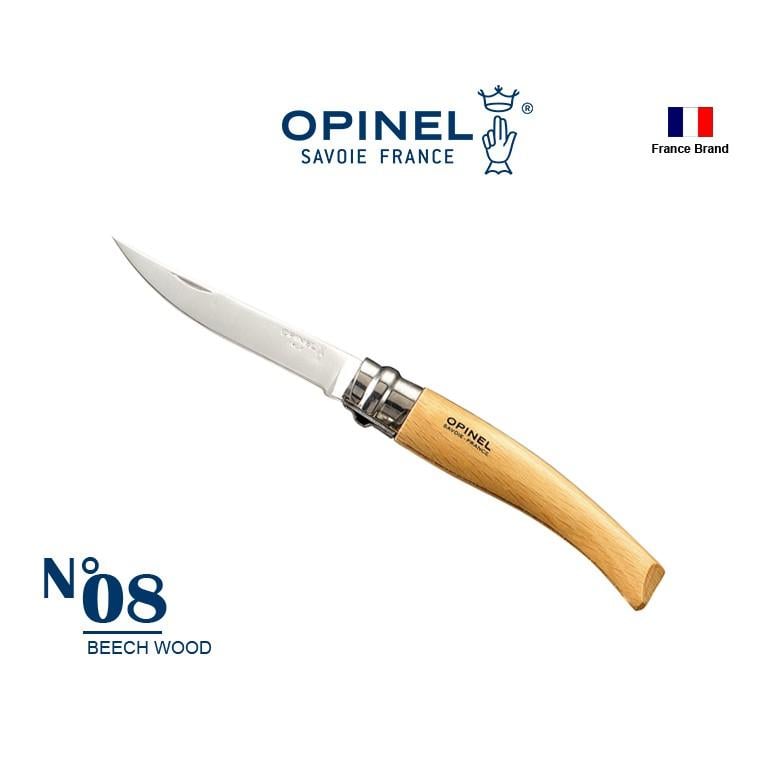 Opinel法國不銹鋼折刀細長款 No08 櫸木刀柄,法國製造【OPI000516】
