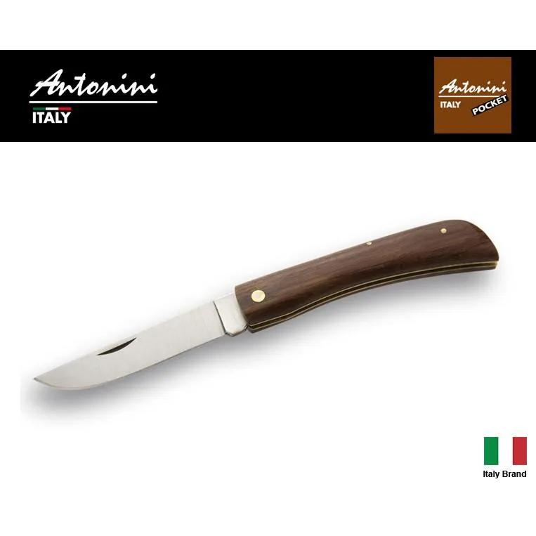 義大利 Antonini Knives 105mm Maniaghese 黃銅釘深棕硬木柄折刀 ANT83119
