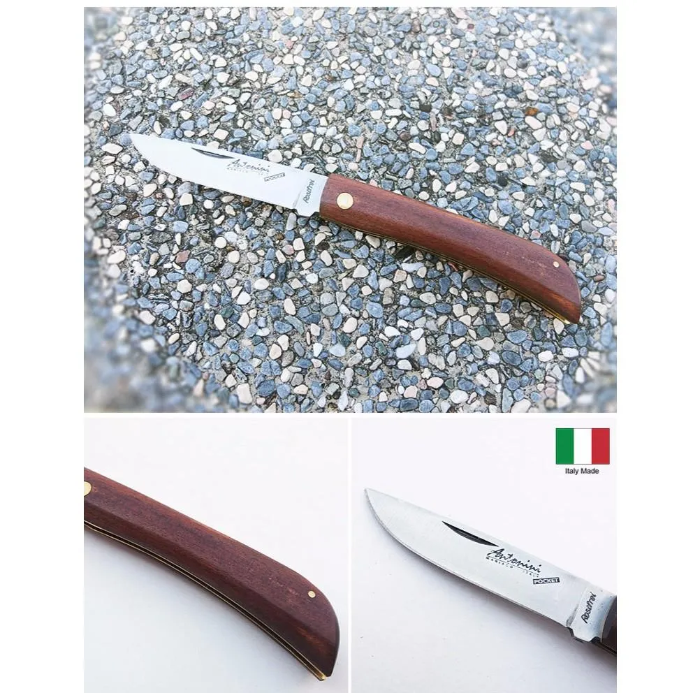 義大利 Antonini Knives 105mm Maniaghese 黃銅釘深棕硬木柄折刀 ANT83119