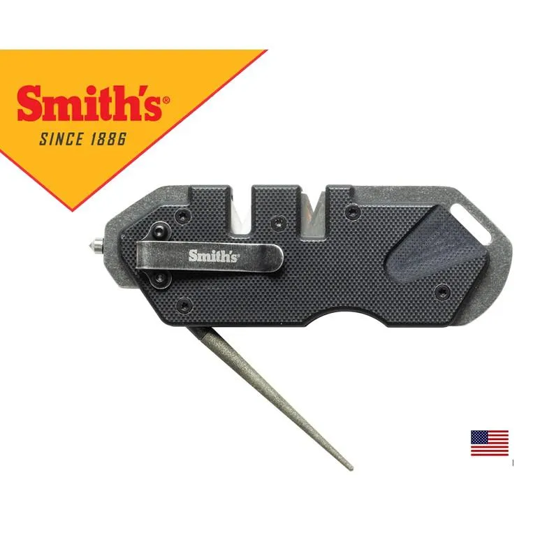 美國Smith's磨刀專家PP1-TACTICAL戰術G10握柄多功能磨刀器擊破器附背夾【SM50979】