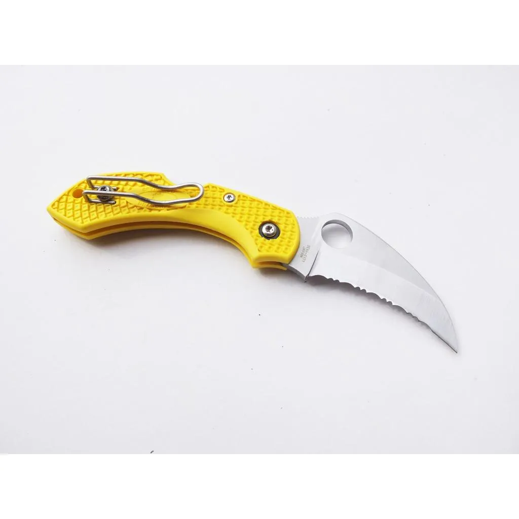 Spyderco美國蜘蛛 Dragonfly 2 HAWKBILL全鋸齒折刀FRN黃柄H1鋼C28SYL2HB