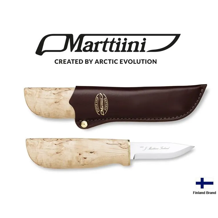 Marttiini芬蘭北歐直刀NEW HANDY不銹鋼刀刃上蠟樺木柄附皮製刀鞘 Mar511017