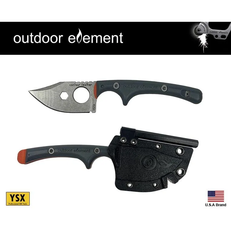 美國Outdoor Element Contour Feather超強多功能小直刀頸刀VG10鋼附刀鞘【OECFK】