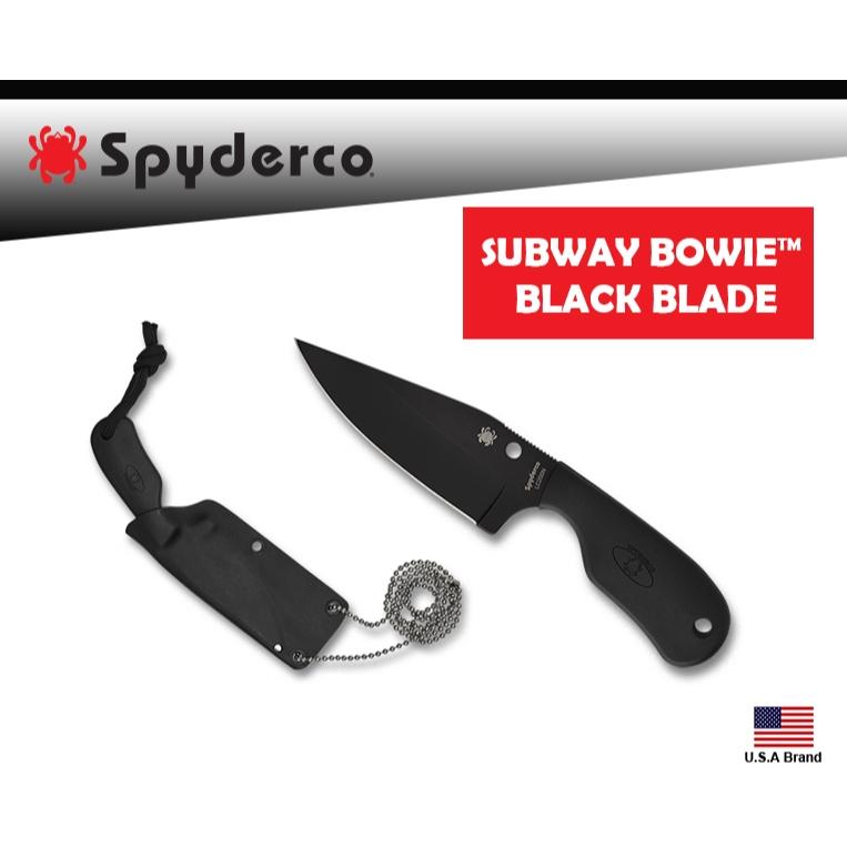 Spyderco美國蜘蛛SUBWAY BOWIE小直刀頸刀柄黑LC200N鋼FRN握柄 FB48BBK