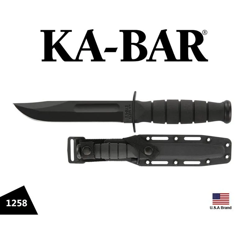 美國Ka-Bar直刀1258 Short短刀4mm刃厚1095高碳鋼附刀鞘 KA1258
