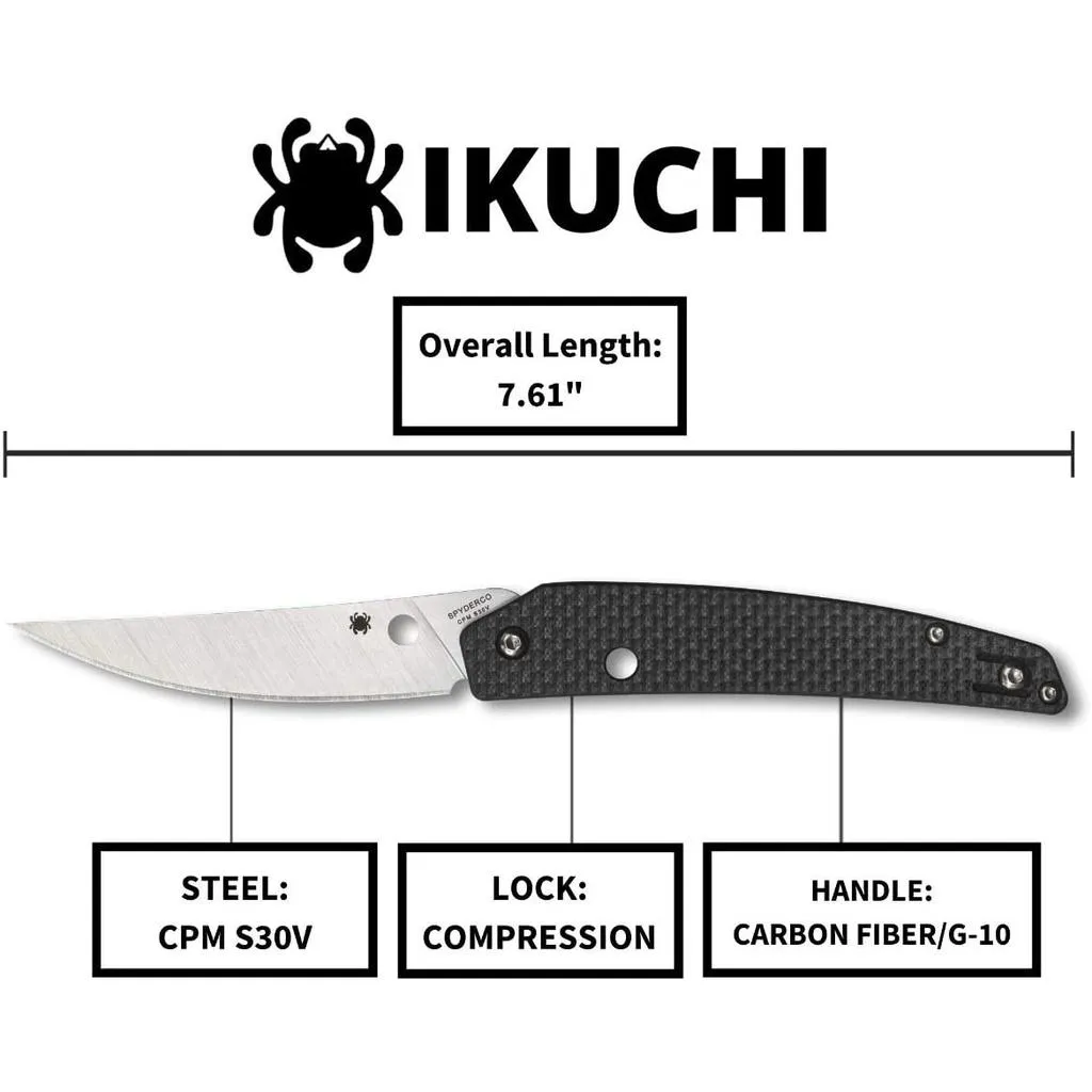 Spyderco美國蜘蛛IKUCHI折刀碳纖維柄CPM S30V粉末鋼附背夾 C242CFP