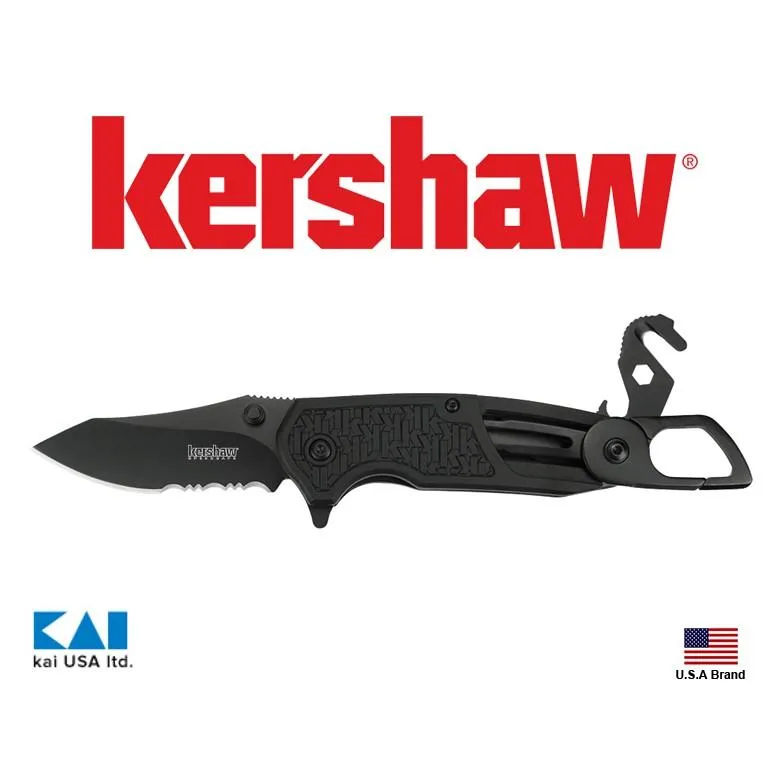 美國Kershaw折刀FUNXION EMT半齒刃快開多功能工具附背夾 KS8100