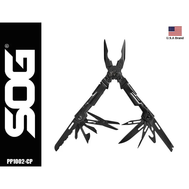美國SOG特偵組18用多功能工具鉗黑款POWERPINT附背夾 SOGPP1002-CP