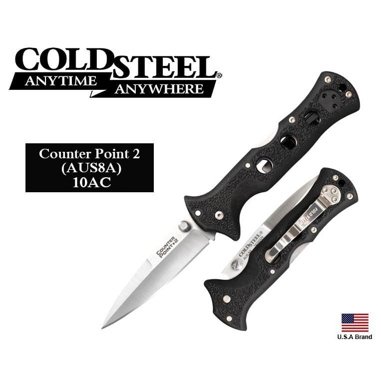 美國Cold Steel冷鋼折刀Counter Point 2日本AUS-8A鋼黑色Griv柄 CS10AC