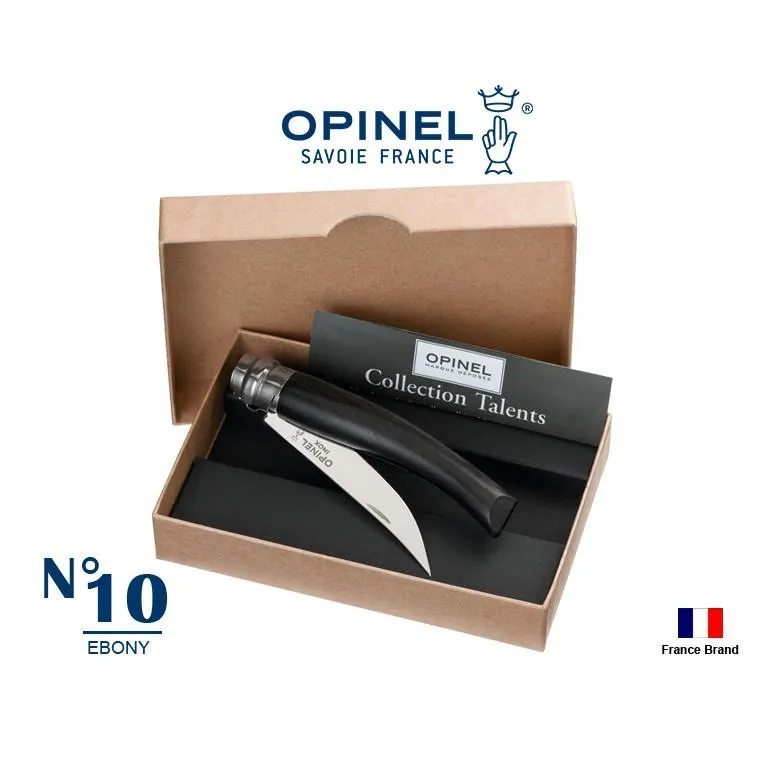 Opinel法國不銹鋼折刀細長款拋光面 No10烏木黑檀木刀柄,法國製造 OPI002566