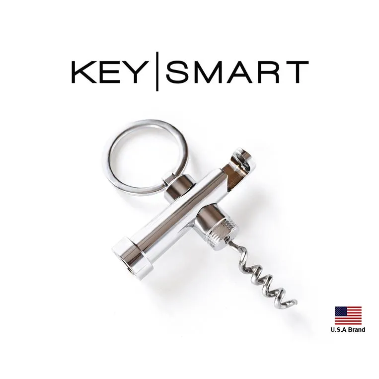 美國Keysmart鑰匙收納器零配件 - CorkSmart不銹鋼開瓶器與軟木塞拔除器2合一鑰匙圈【KS821-SS】