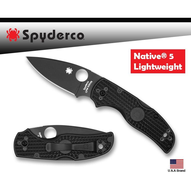 Spyderco美國蜘蛛Native 5 黑平刃折刀FRN柄CPM S30VN粉末鋼附背夾【SPC41PBBK5】