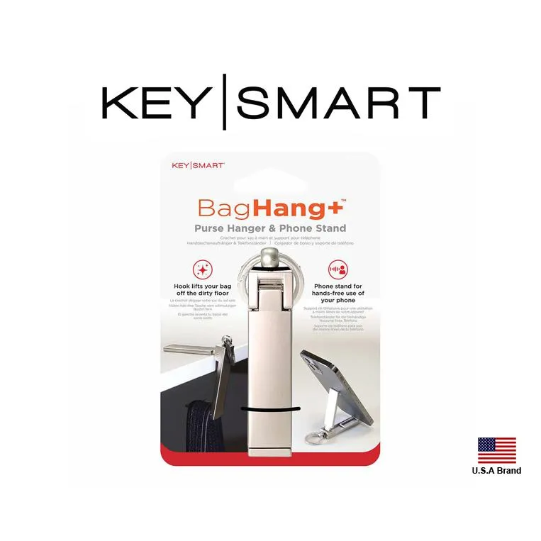 美國Keysmart鑰匙收納器零配件 - Baghang不銹鋼背包掛與手機架2合一鑰匙圈【KS822-SS】
