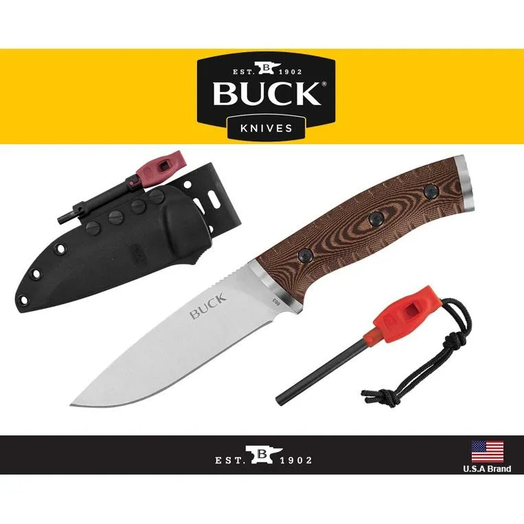 Buck美國巴克直刀863 Selkirk Micarta柄420HC鋼附刀鞘打火棒【BU0863BRS-B】