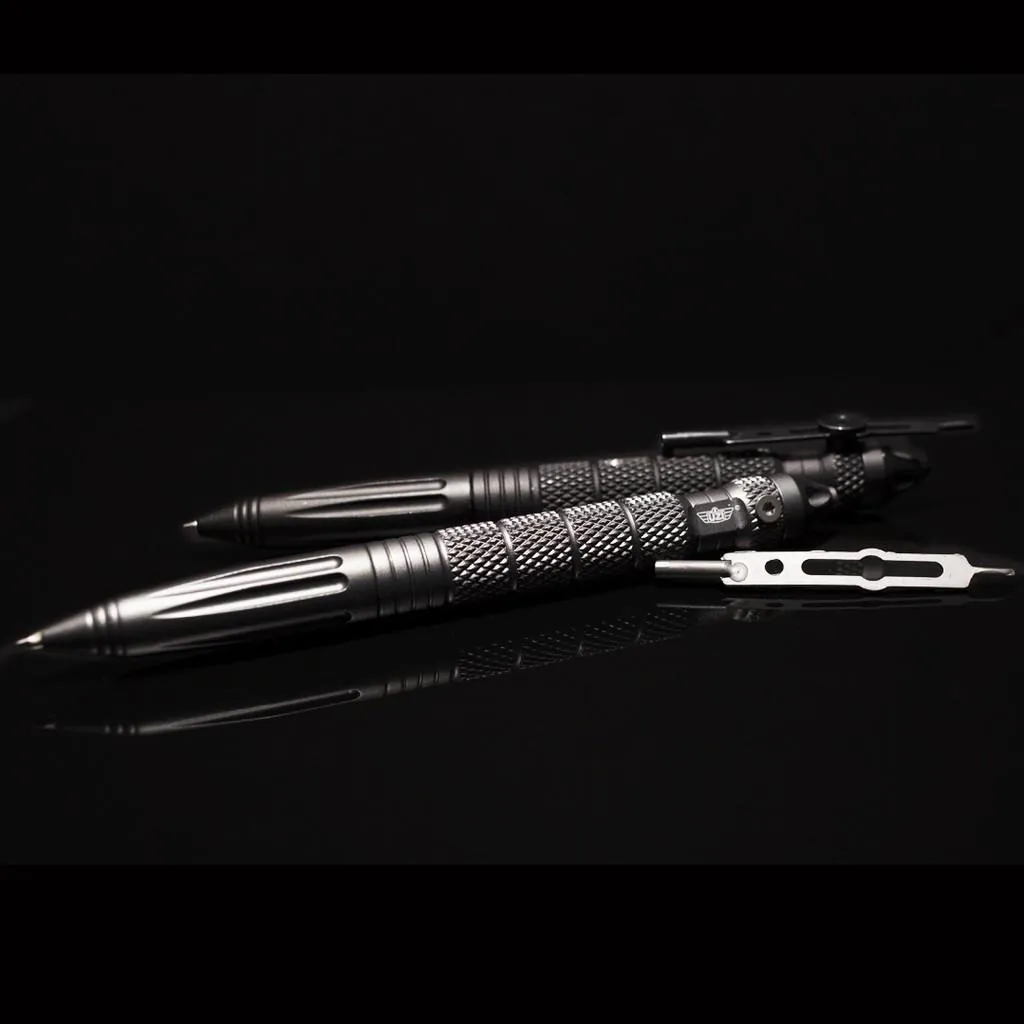 以色列UZI烏茲戰術筆防身筆(鐵灰色)鋁合金筆身附玻璃擊碎器手銬鑰匙背夾【UZITP4GM】