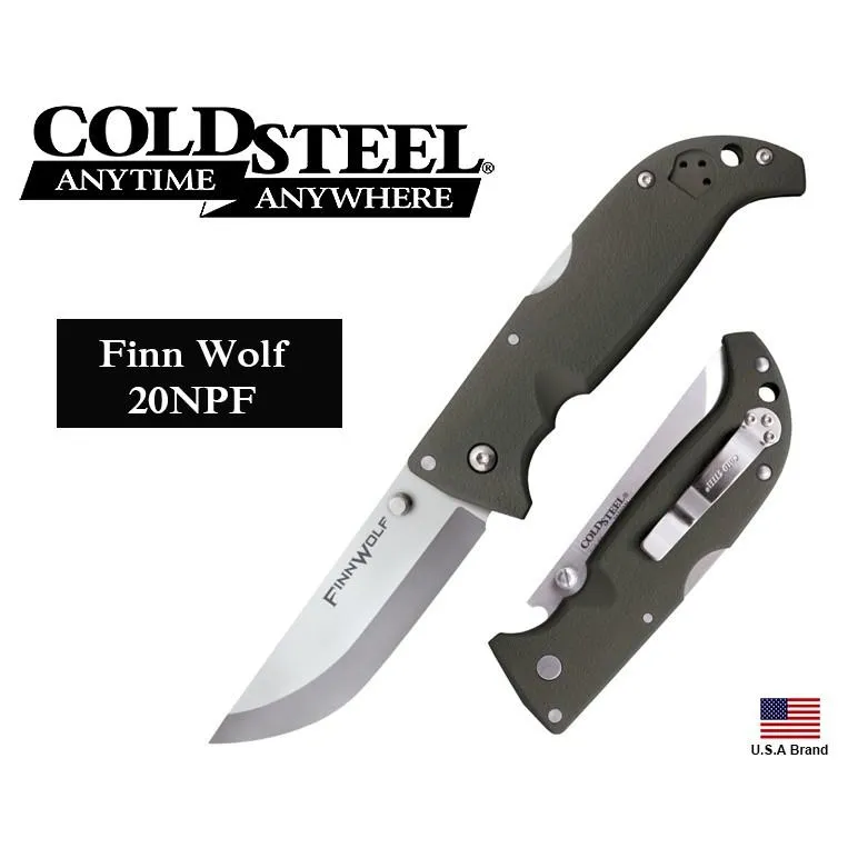 美國Cold Steel冷鋼折刀Finn Wolf日本AUS-8A鋼橄欖綠Griv柄 CS20NPF