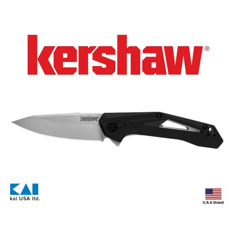 美國Kershaw折刀 AIRLOCK石洗面4Cr14不銹鋼快速開刀附背夾GFN柄KS1385