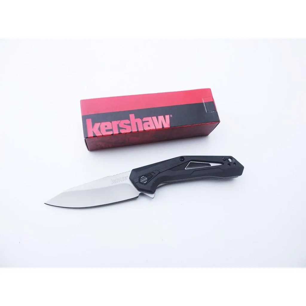 美國Kershaw折刀 AIRLOCK石洗面4Cr14不銹鋼快速開刀附背夾GFN柄KS1385