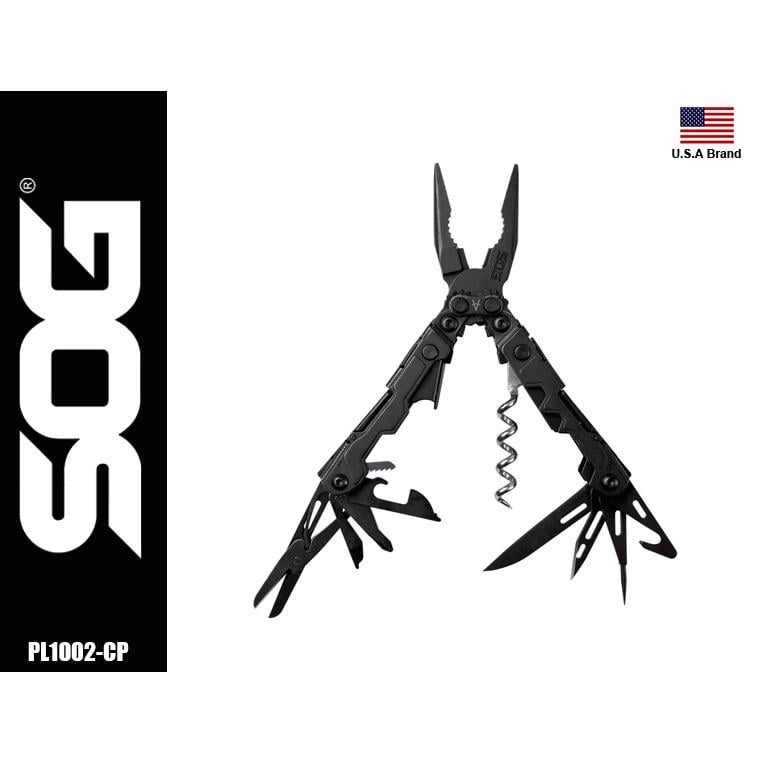 美國SOG特偵組17用多功能工具鉗黑款POWERLITRE附背夾 SOGPL1002-CP