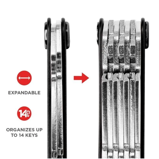 美國Keysmart Carbon Fiber 91mm碳纖維3K鑰匙收納器附2-14Keys【KS019CF3K】