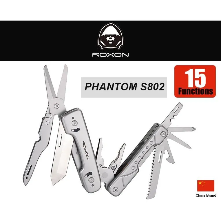中國ROXON洛森Phantom幻影15用多功能工具鉗大剪刀附尼龍收納套(可置換刀片特殊開關)【RXS802】