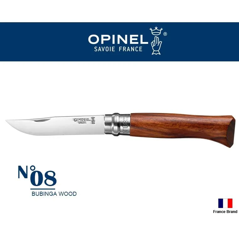 Opinel法國不銹鋼折刀No08鏡面不銹鋼Padouk紅木握柄禮盒裝 OPI226086