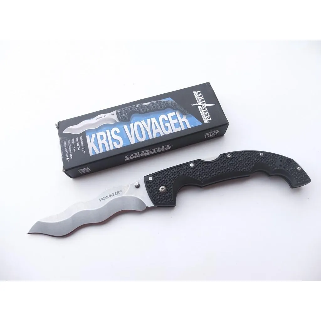 美國Cold Steel冷鋼折刀巨型VOYAGER XL KRIS曲刃AUS10A鋼Griv-Ex黑柄【CS29AXW】