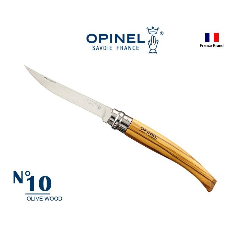 Opinel法國不銹鋼折刀細長款 No10 橄欖木刀柄,法國製造【OPI002562】