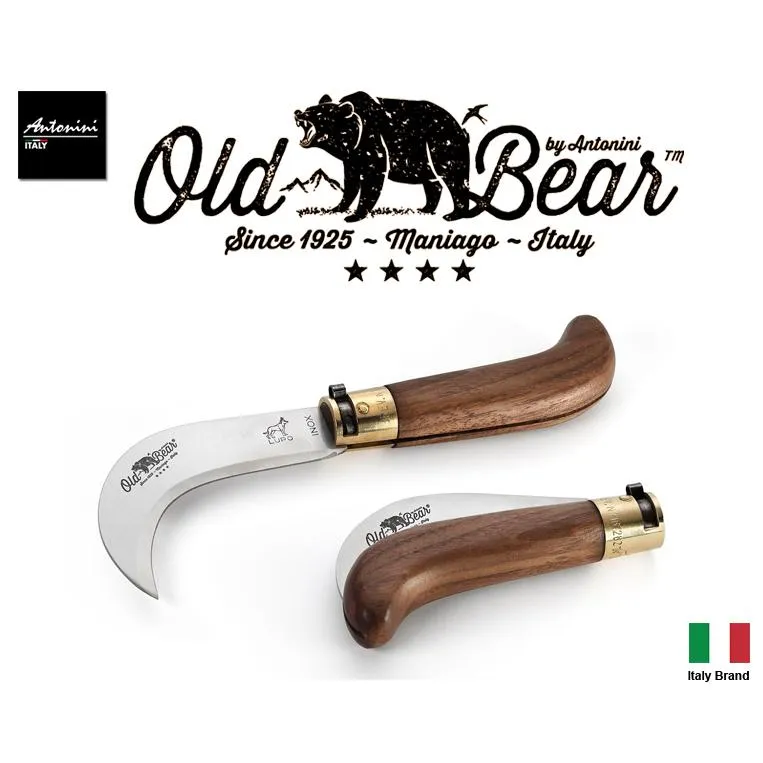義大利 Antonini Knives Old Bear Small Billhook彎刀核桃木柄折刀【OB001PS】