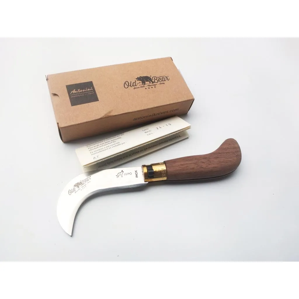 義大利 Antonini Knives Old Bear Small Billhook彎刀核桃木柄折刀【OB001PS】