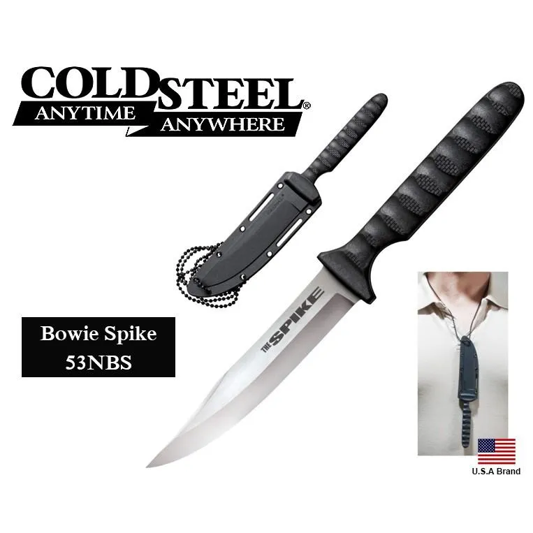 美國Cold Steel冷鋼直刀頸刀Bowie Spike德國4116鋼附頸掛式刀鞘,台灣製【CS53NBS】