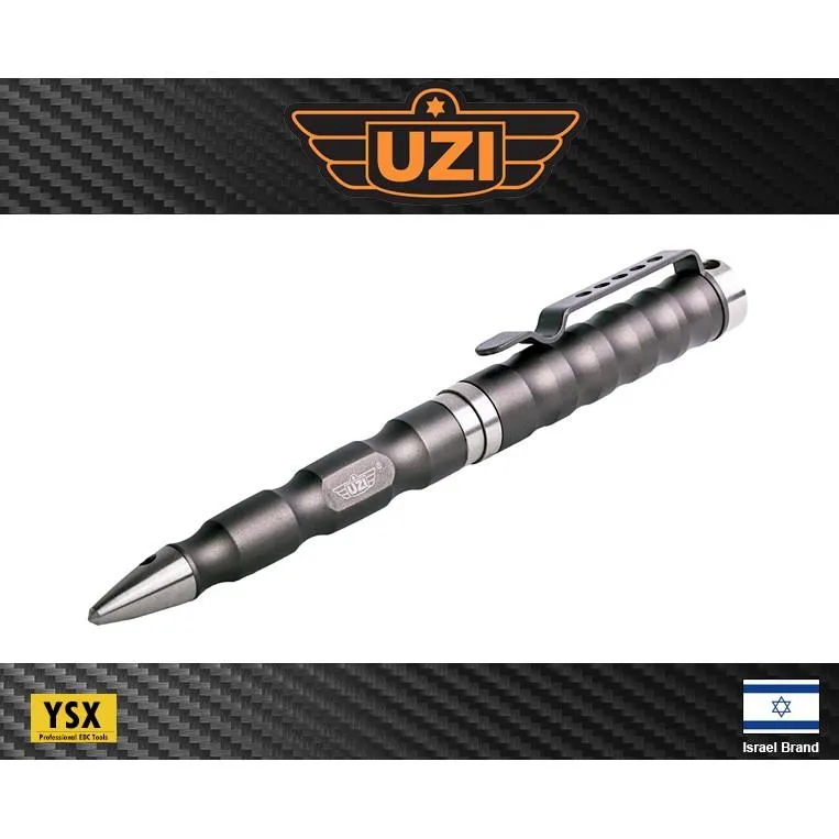 以色列UZI烏茲戰術筆(鐵灰色)鋁合金筆身Striking Point尖銳點玻璃擊破器背夾【UZITP7GM】