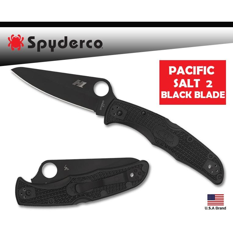 Spyderco美國蜘蛛PACIFIC SALT 2折刀TiCN黑刃FRN柄H-1鋼附背夾【SPC91PBBK2】