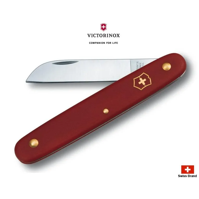 Victorinox瑞士維氏100mm園藝系列小刀(紅色),全程瑞士製造好品質【3.9050】