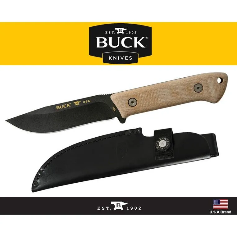 Buck美國巴克直刀Buck 104 Compadre黑色5160彈簧鋼附皮革刀套【BU0104BRS1-B】
