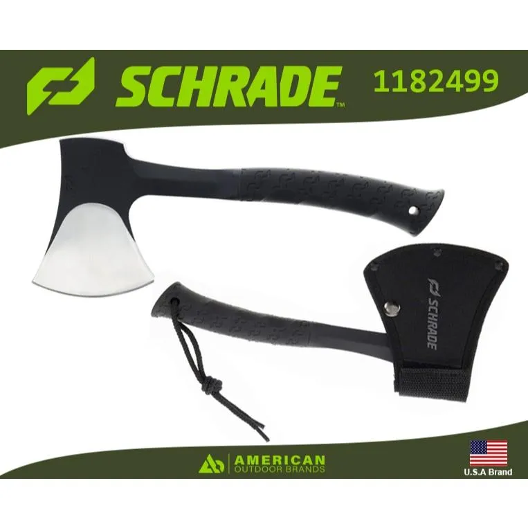 美國Schrade戶外Bedrock Camp戰術斧錘砍劈TPR防滑握柄附保護套握把繩【SCH1182499】