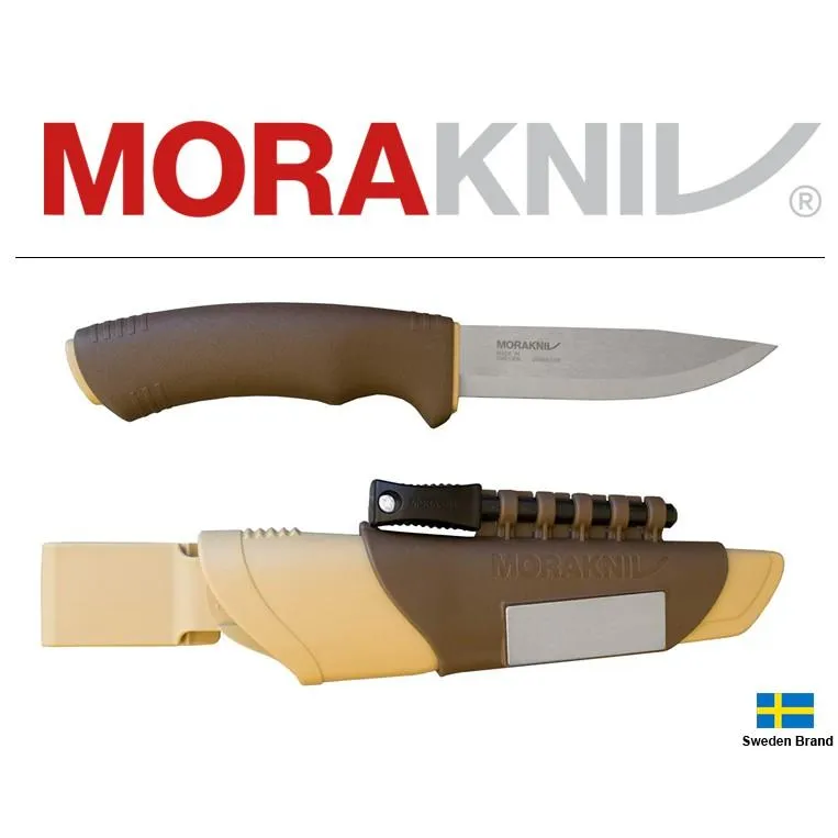 Morakniv瑞典莫拉刀Bushcraft Survival 沙漠色不銹鋼打火棒磨刀器多功能刀鞘【Mor13033】