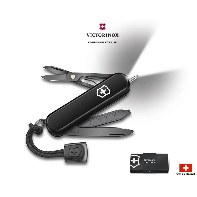 Victorinox瑞士維氏58mm瑞士刀Signature Lite Onyx全黑版LED白光0.6226.31P