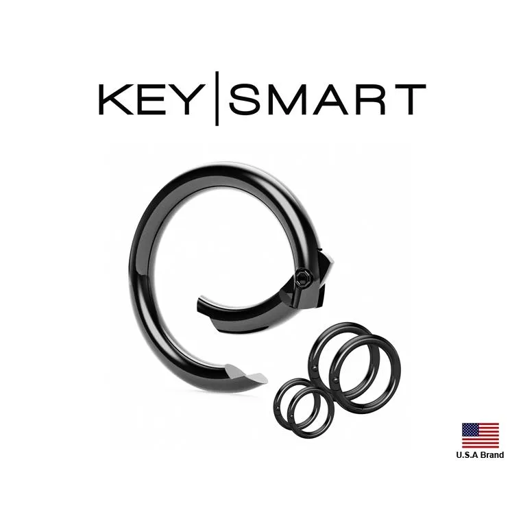 美國Keysmart鑰匙收納器零配件-CarabinerClip黑亮扣環式鑰匙圈2大2小一組販售【KS865-BLK】