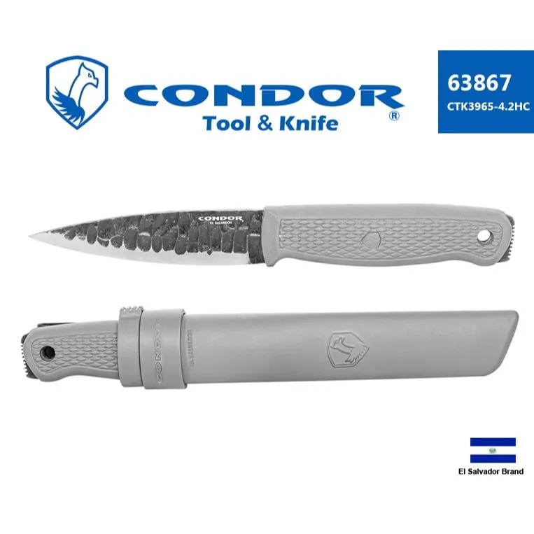 薩爾瓦多Condor直刀TROG錘印1095高碳鋼灰色硬質塑膠柄附鞘【Con63867】