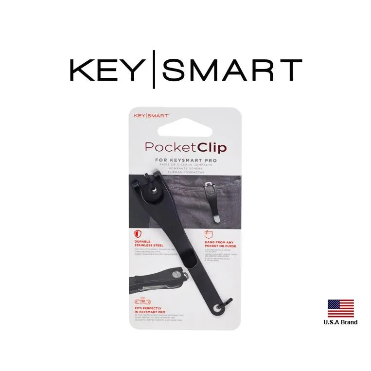 美國Keysmart鑰匙收納器零配件-Deep Carry Pocket Clip不銹鋼染黑長背夾【KS800-BLK】